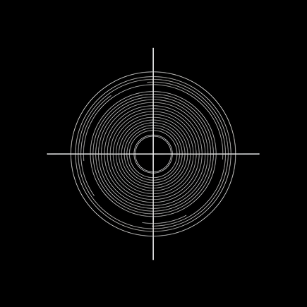 Minimalist circular birth chart grid on dark background
